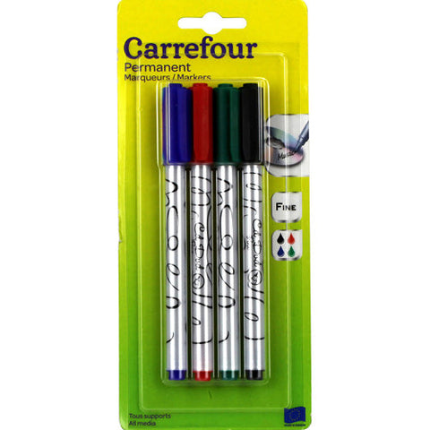 PACK OF 4 PERMANENT MARKERS ASSORTED 4PC (#119873)