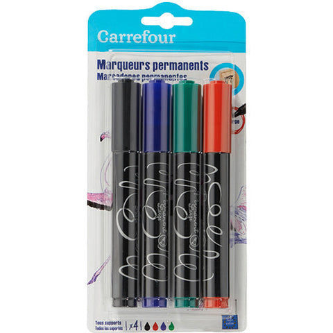 PACK OF 4 PERMANENT MARKERS ASSORTED 4PC (#119871)
