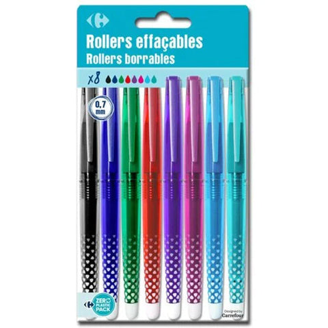 ASSORTED ERASABLE ROLLERBALL PENS 8PC (#119802)