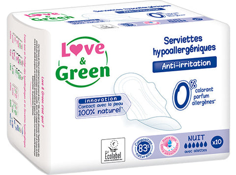 ECOLOGICAL NIGHT SANITARY PADS 10PC (#124767)