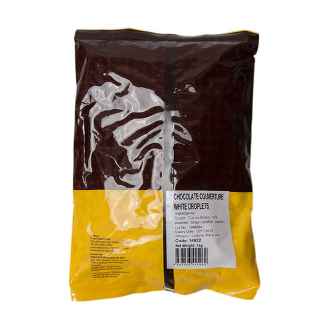 WHITE CHOCOLATE COUVERTURE DROPLETS 1KG (#14922)