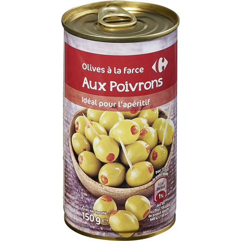 GREEN OLIVES WITH PEPPER 350G (#120307)