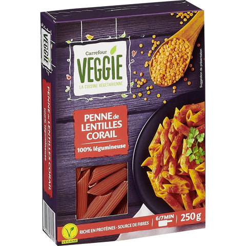 VEGAN CORAL LENTIL PENNE PASTA 250G (#117714)