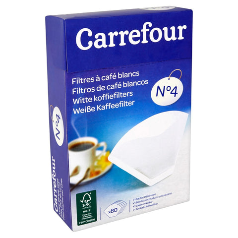 WHITE COFFEE FILTERS N4 80PC (#119542)