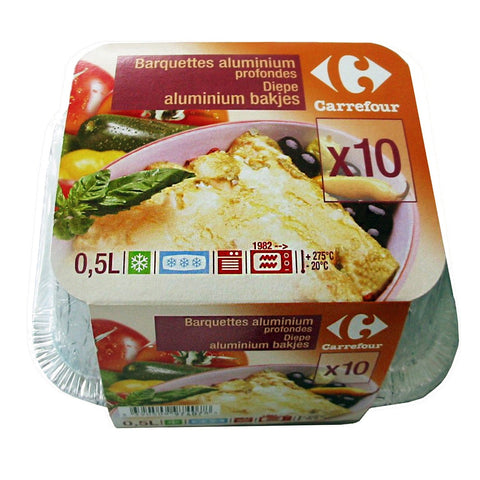 DEEP ALUMINUM TRAYS 0.5L 10PC (#119549)
