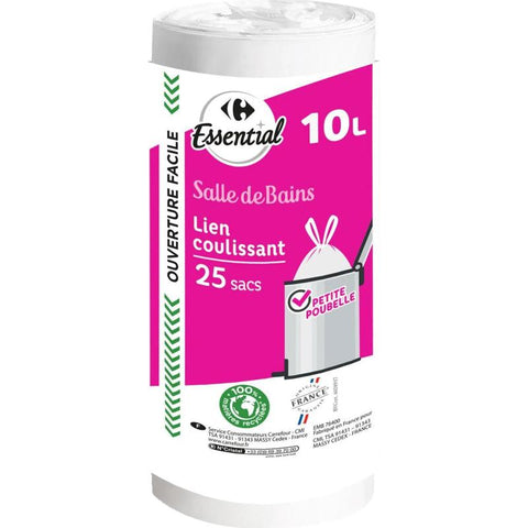 TRASH BAGS SLIDING LINK 10L BATHROOM 25PC (#119569)