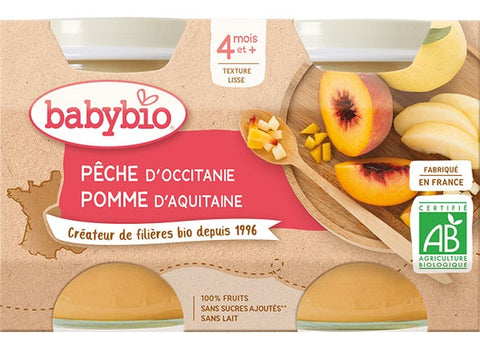 ORGANIC PEACH AQUITAINE APPLE PUREE 130G (#125588)