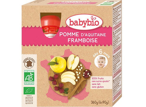 ORGANIC AQUITAINE APPLE RASPBERRY PUREE 90G (#125638)