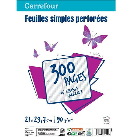 PACK OF 300 SIMPLE A4 PUNCHED SHEETS 300PC (#119762)