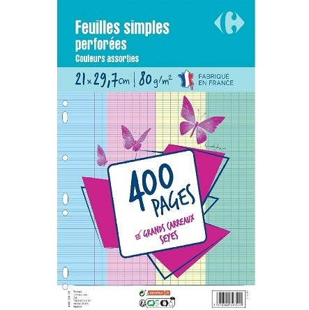 MULTI-COLOURED PUNCHED SHEETS LARGE GRIDS 400PC (#119763)
