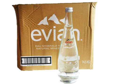 EVIAN NATURAL MINERAL WATER GLASS 750ML (#123291)