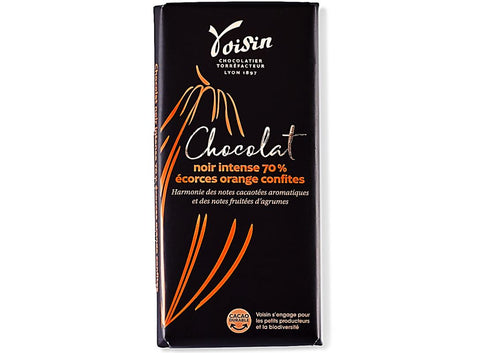 INTENSE DARK CHOC BAR ORANGE PEELS 100G (#124865)