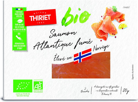 ORGANIC SMOKED SALMON ATHLANTHIC FROM SCOTLAND 80G 2 SLICES (#113019)
