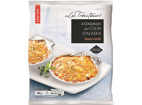 ALASKAN COLEY-SCALLOPS SHELLS WITH CORAL SAUCE 750G 6 PIECES (#113045)