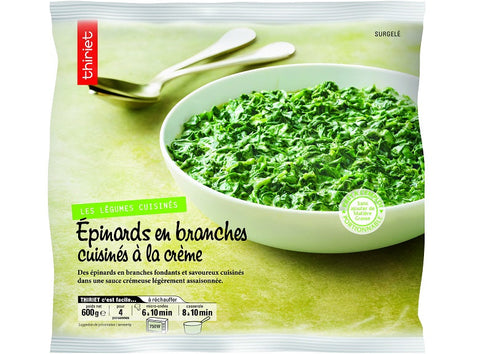 COOKED SPINACH LEAVES WITH CREAM SAUCE 600G 4 PORTIONS (#113164)