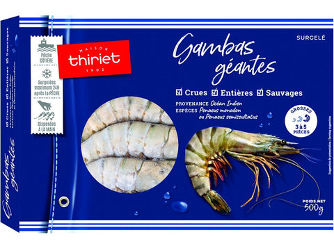 RAW WHOLE GIANT PRAWNS 500G 3-5 PIECES (#113219)