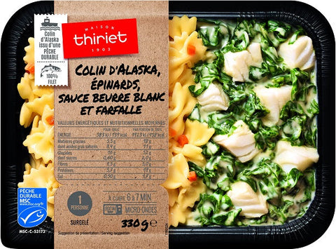 RTE ALASK COLEY SPINACH FARFALLE WHI-BUTT ECO 330G 1 PORTION (#113243)