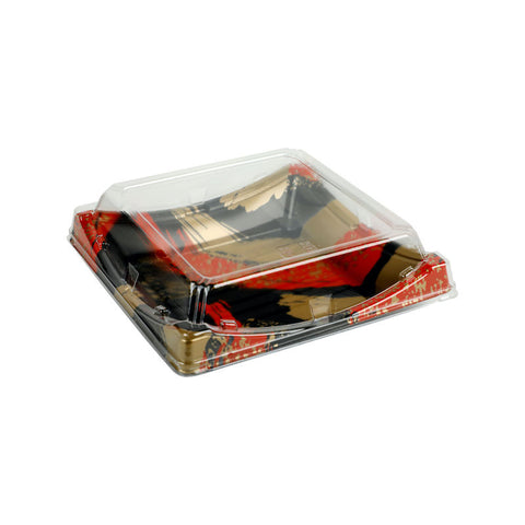 RED/GOLD PLASTIC SQUARE BOX 183.6X183.6X38MM 20SET (#200301)