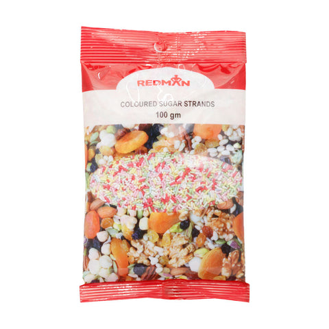 DECOR SUGAR STRANDS COLOURED 100G (#200871)