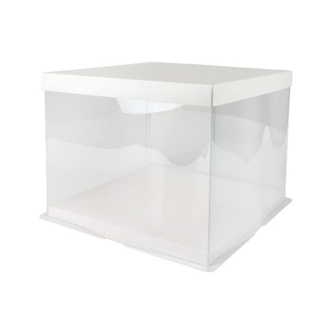 PVC DISPLAY CAKE BOX WHITE 25.5x25.5xH18CM (#201699)