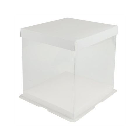PVC DISPLAY CAKE BOX WHT 21.5X21.5XH23CM (#201700)