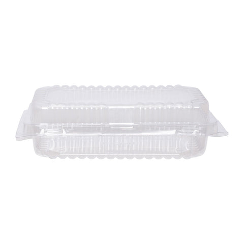 PLASTIC CLAM TRAY RECTANGLE 210X138X40MM 10PC (#201955)
