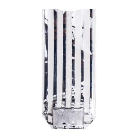 COOKIE BAG BANDELETTES SILVER 12X26CM 10PC (#202000)