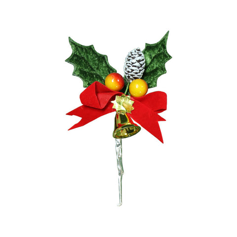 X'MAS LEAF W/BERRY & BELL 5PC (#202078)