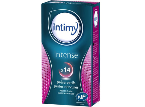 INTENSE RIBBED BEADED CONDOMS 14PC (#127171)