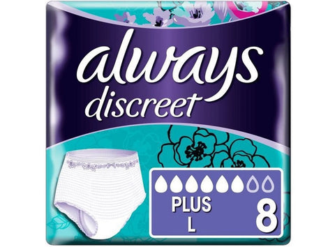 DISCREET PLUS BLADDER PANTS L 8PC (#127172)