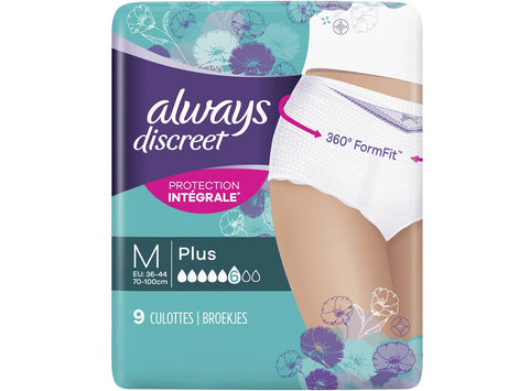 DISCREET PLUS BLADDER PANTS M 9PC (#127173)