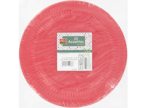 RED CARDBOARD PLATES 23CM 20PC (#127200)