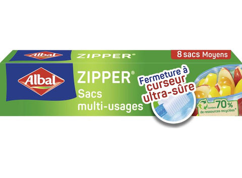 MEDIUM MULTIPURPOSE ZIP LOCK BAGS 8PC (#127212)