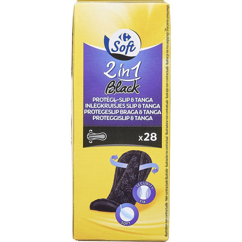 2IN1 BLACK PANTY LINER THONG 28PC (#119334)