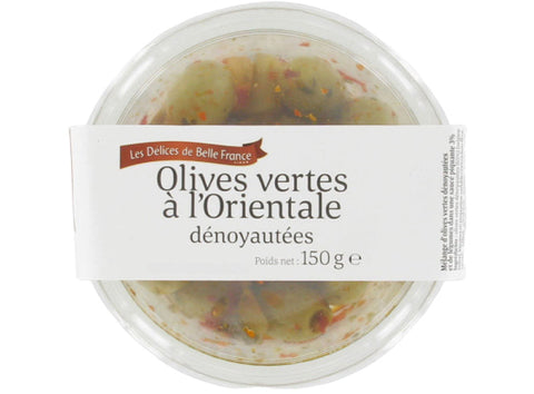 PITTED ORIENTAL GREEN OLIVES 150G (#114956)