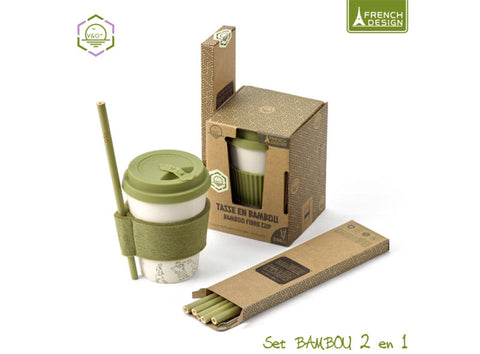 2IN1 BAMBOO CUP WITH 6 STRAWS (#125787)
