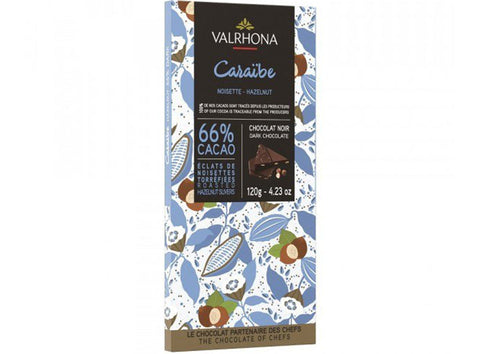 CARIBBEAN 66% DARK CHOC BAR HAZELNUT 120G (#124880)