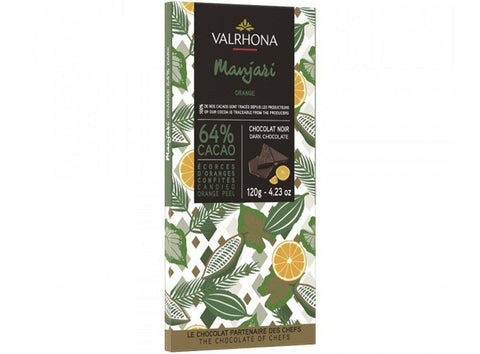 MANJARI 64% DARK CHOC BAR ORANGE 120G (#124881)