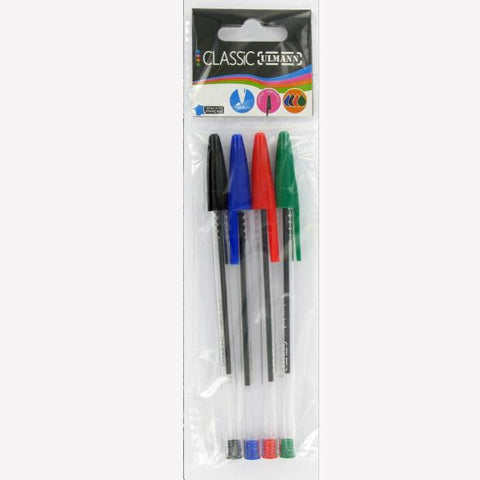 4 ASSORTED BALLPOINT PENS MEDIUM POINT 4PC (#119794)
