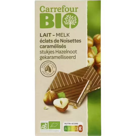 ORGANIC MILK CHOCOLATE HAZELNUTS 100G (#116643)