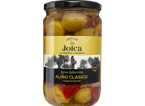 PITTED OLIVES WITH GARLIC AND PEPPERS 680G (#124349)