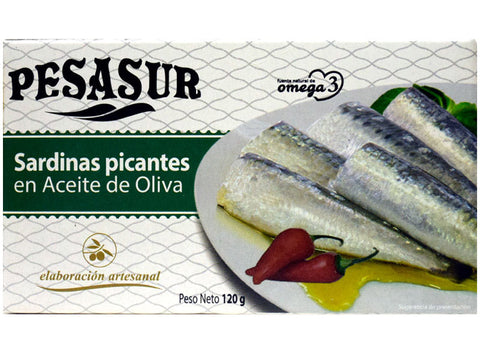 SARDINES IN SPICY SAUCE IN OLIVE OIL 120G (#124272)