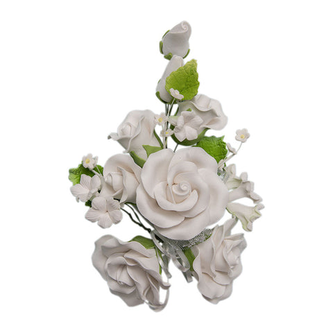 GUM PASTE FLOWER ROSE WHITE (L) 14X21CM (#384)