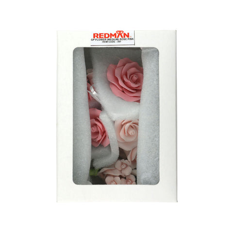 GUM PASTE FLOWER ROSE PINK (M) 11X17CM (#387)
