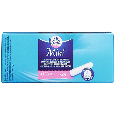 MINI TAMPONS WITHOUT APPLICATORS 24PC (#119311)