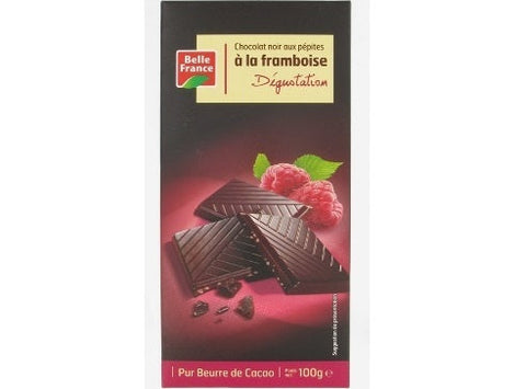 DARK CHOCOLATE RASPBERRY CHIPS 100G (#116037)