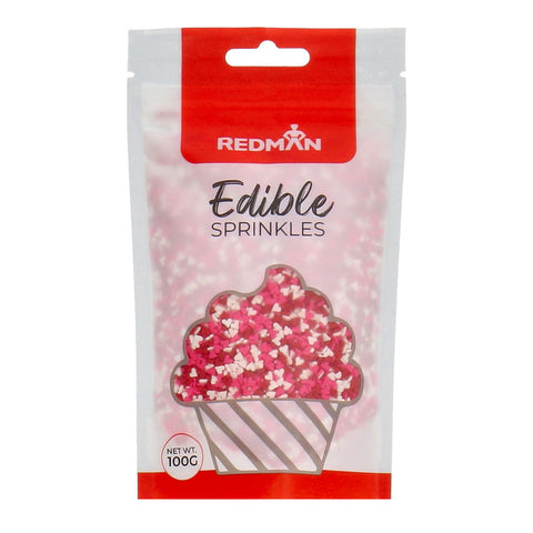 MICRO MINI RED WHITE AND PINK HEART DECOR 100G (#52112)