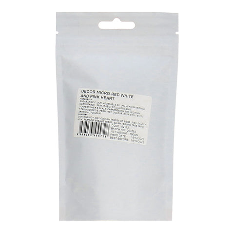 MICRO MINI RED WHITE AND PINK HEART DECOR 100G (#52112)