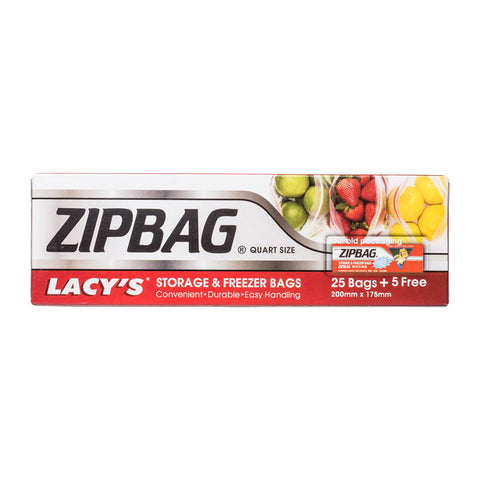 ZIPBAG QUART SIZE 200MMX175MM (BOXX25PC+5PC FREE) (#52391)