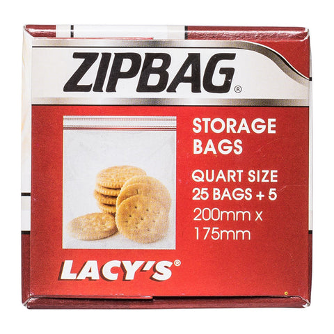 ZIPBAG QUART SIZE 200MMX175MM (BOXX25PC+5PC FREE) (#52391)
